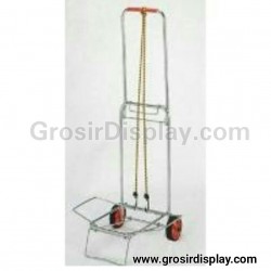 Troli Barang Lipat Stainless Silver Multifungsi Kecil Serbaguna Roda
