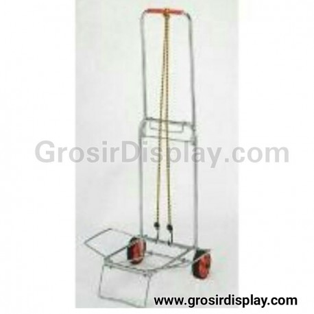 Troli Barang Lipat Stainless Silver Multifungsi Kecil Serbaguna Roda
