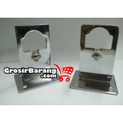 Braket Gantungan Double Fungsi Pipa Bulat Pipa Kotak Tempel Tembok Stainless 7 cm