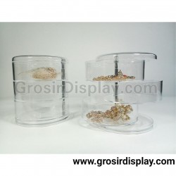 Akrilik Bulat Putar 3 Tingkat Tempat Display Kosmetik Aksesoris