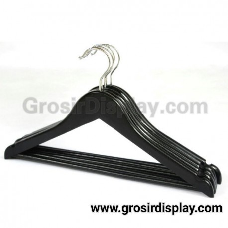 Hanger Kayu Palang Dewasa Hitam Pajangan Kaos Baju Perlengkapan Butik Distro