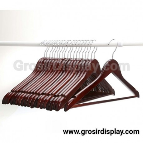 Hanger Kayu Palang Dewasa Coklat Tua Pajangan Kaos Baju Perlengkapan Butik Distro