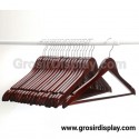 Hanger Kayu Palang Dewasa Coklat Tua Pajangan Kaos Baju Perlengkapan Butik Distro