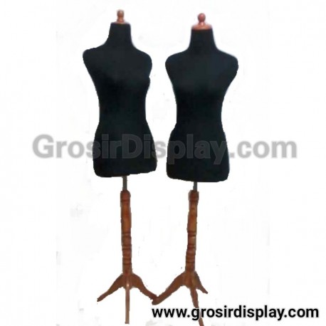 Patung Manekin Wanita Tiang Kaki Kayu Pajangan Display Butik Toko Baju