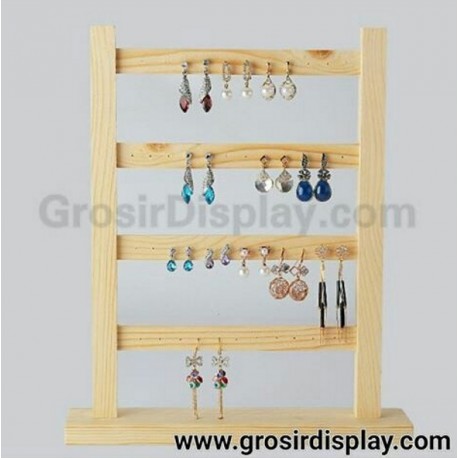 Display Pajangan Anting Kotak Earing Kayu 4 Susun Gantungan Aksesoris Giwang