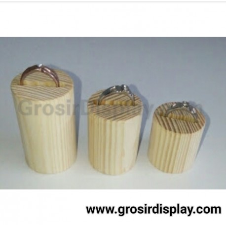 Display Tempat Dudukan Cincin Kayu Bulat Stand Ring Satuan