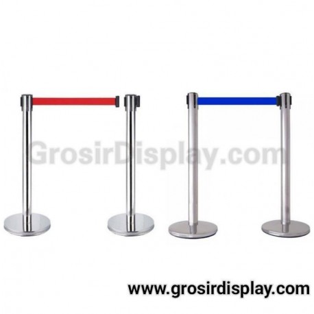Tiang Antri Stainless Steel Pembatas Antrian Pita Tarik