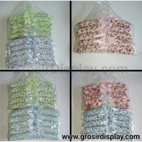 Hanger Busa Satin Motif Anak Selang Bunga Warna-Warni Shabby Bunga Gantungan Baju Pakaian Anak