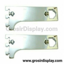 Braket Double Fungsi H 20 cm Penyangga Pipa Kotak Breket Pipa Bulat Stainless Rak Gantungan Baju Perlengkapan Toko