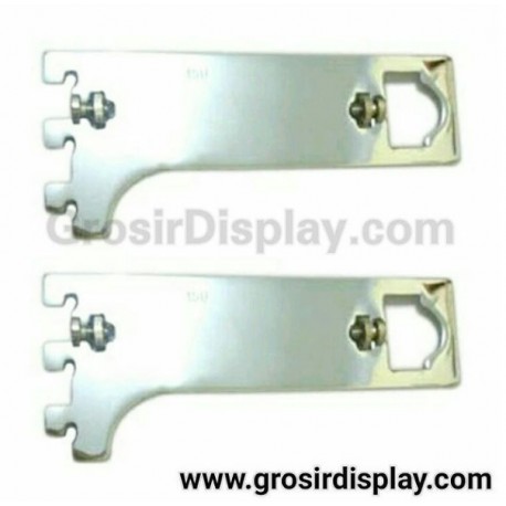 Braket Double Fungsi H 20 cm Penyangga Pipa Kotak Breket Pipa Bulat Stainless Rak Gantungan Baju Perlengkapan Toko