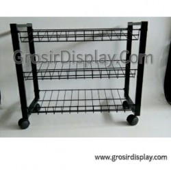 Rak Besi Hitam 4 Susun Furniture Rak Gudang Perlengkapan Display Toko