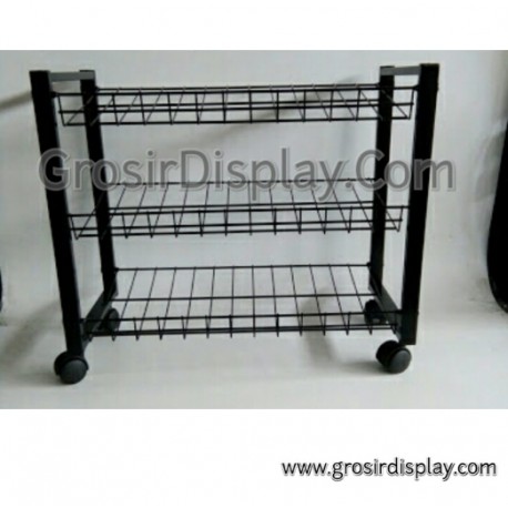 Rak Besi Hitam 4 Susun Furniture Rak Gudang Perlengkapan Display Toko