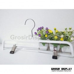 Hanger Kayu Zara Palang Jepit White Glossy Gantungan Celana Butik Distro Toko Pakaian
