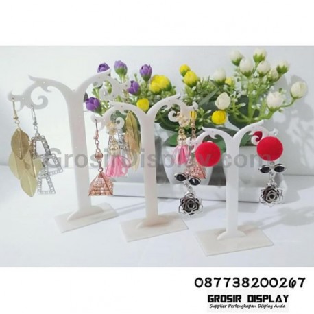Rak Display Anting Giwang Set Isi 3 Pohon Y Mini Putih Susu