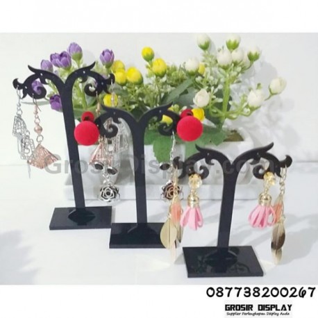 Akrilik Display Anting Giwang 3 lubang Pohon Mini