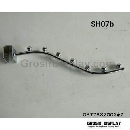 Gantungan Single Hook Belalai 7 Sekat Gantungan Pipa Kotak Display Aksesoris