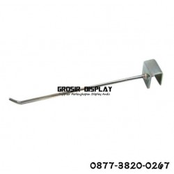 Gantungan Hook Pipa Kotak Stainless Krom 20cm Display Aksesoris Toko