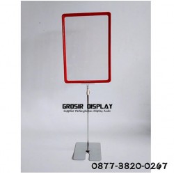Standing Plat Promosi Stand Frame A4 Tiang Besi Display Butik Toko