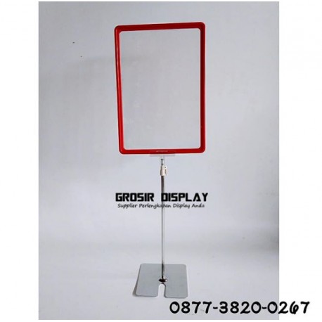Standing Plat Promosi Stand Frame A4 Tiang Besi Display Butik Toko
