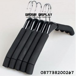 5pcs Hanger Busa Tebal Dewasa Hitam Polos Butik Distro