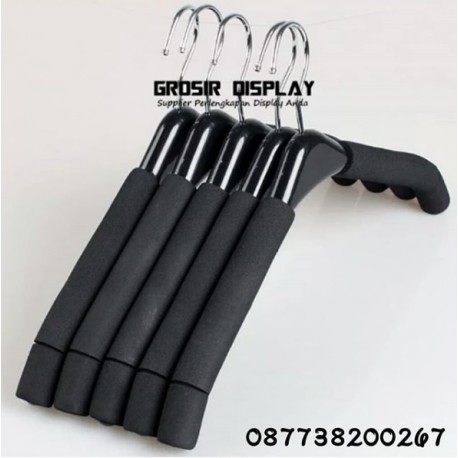 5pcs Hanger Busa Tebal Dewasa Hitam Polos Butik Distro