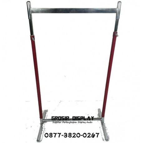 Gantungan Baju Gawang 60 cm Pipa Kotak Cantolan Pakaian Laundry Kamar Kos Stainless Krom Kuat