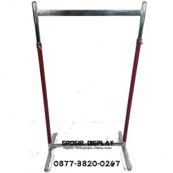 Gawangan Pipa Kotak 120 cm Gantungan Baju Laundry Kamar Kos Stianless Krom