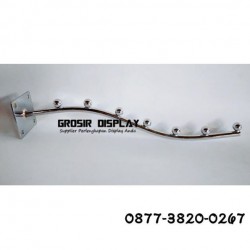 Gantungan Hanger Suling Pelor Stainless Belalai 7 Sekat Tempel Tembok Display Toko Perlengkapan Butik