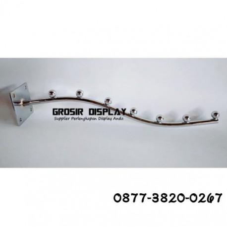 Gantungan Hanger Suling Pelor Stainless Belalai 7 Sekat Tempel Tembok Display Toko Perlengkapan Butik