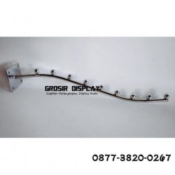 Gantungan Hanger Suling Pelor Belalai 9 Sekat Stainless Tempel Tembok Display Perlengkapan Butik