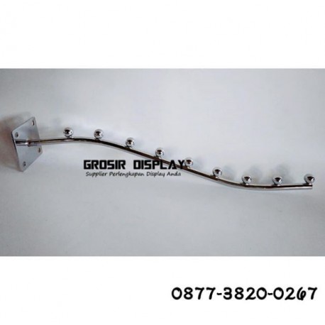 Gantungan Hanger Suling Pelor Belalai 9 Sekat Stainless Tempel Tembok Display Perlengkapan Butik