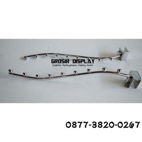 Gantungan Single Hook Belalai 9 Sekat Gantungan Pipa Kotak Display Aksesoris