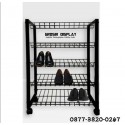 Rak Tempat Sepatu Dan Sandal 5 Susun Display Sepatu Hitam Kaki Roda