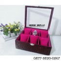 Kotak Tempat Jam Tangan Bludru Box Isi 6 Motif Croco Jumbo
