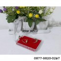 Display Tempat Kalung Liontin Box Bludru Merah Kotak Persegi Kristal Mika