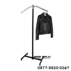 Gantungan Baju Gawangan Hanger Stainless Butik Toko Pakaian Berdiri