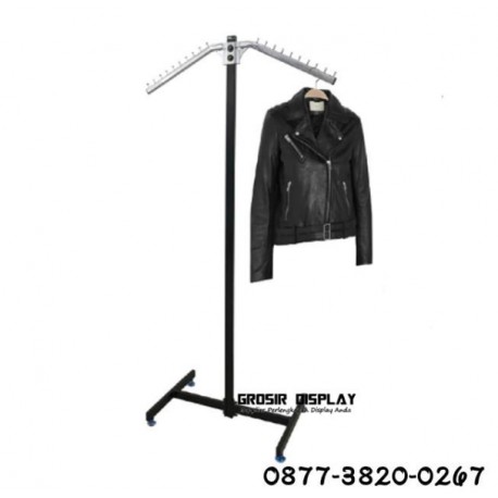 Gantungan Baju Gawangan Hanger Stainless Butik Toko Pakaian Berdiri