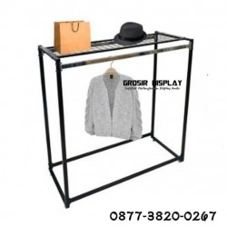 Gawangan Atas Rak Jaring Ram Kotak Hitam Gantungan Hanger Perlengkapan Butik Distro Toko Pakaian