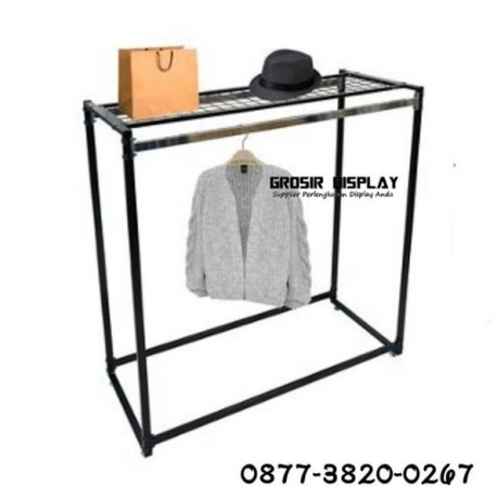 Gawangan Atas Rak Jaring Ram Kotak Hitam Gantungan Hanger Perlengkapan Butik Distro Toko Pakaian