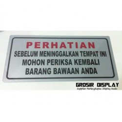 Stiker Perhatian Periksa Kembali Barang Bawaan Sticker Tempelan Peringatan Perlengkapan Toko