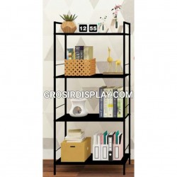 Rak Besi Hitam 4 Susun Furniture Rak Gudang Perlengkapan Rumah Tangga