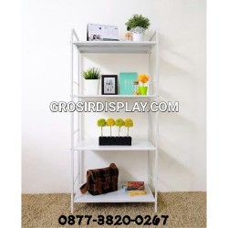 Rak Besi Putih 4 Susun Furniture Rak Pajangan Perlengkapan Rumah Tangga
