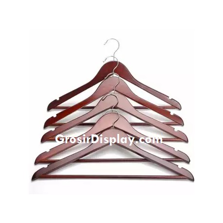 Hanger Kayu Palang Dewasa Coklat Tua Ekonomis Pajangan Kaos Baju Perlengkapan Butik Distro