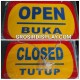 Gantungan Papan Open Close Petunjuk Buka Tutup Akrilik Jumbo Kuning Perlengkapan Butik Toko