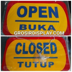 Gantungan Papan Open Close Petunjuk Buka Tutup Akrilik Jumbo Kuning Perlengkapan Butik Toko