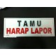 Sticker Tanda Peringatan Tulisan Tamu Harap Lapor Tempel Kaca