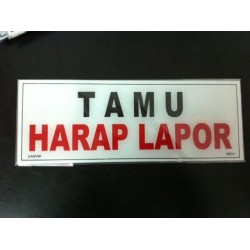 Sticker Tanda Peringatan Tulisan Tamu Harap Lapor Tempel Kaca