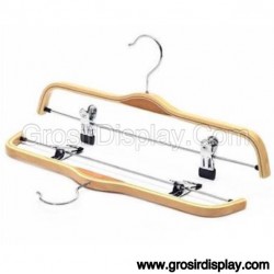 Hanger Kayu Zara Palang Jepit Gantungan Celana Syal Perlengkapan Toko Butik