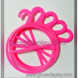 Hanger Gantungan Jilbab Display Kerudung / Syal Bulat Pink isi 2 Butik